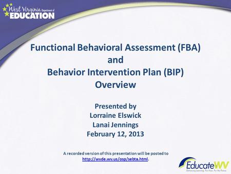 A recorded version of this presentation will be posted to