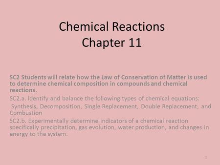 Chemical Reactions Chapter 11