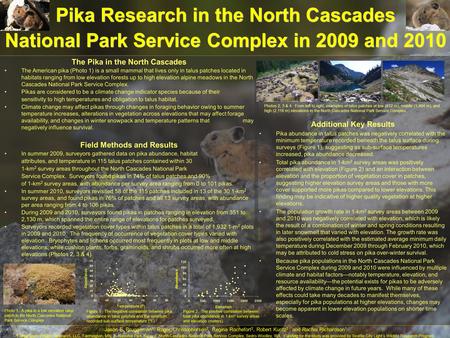 Additional Key Results Pika abundance in talus patches was negatively correlated with the minimum temperature recorded beneath the talus surface during.