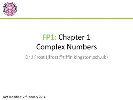 FP1: Chapter 1 Complex Numbers