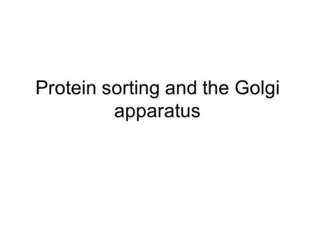 Protein sorting and the Golgi apparatus