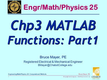 Chp3 MATLAB Functions: Part1