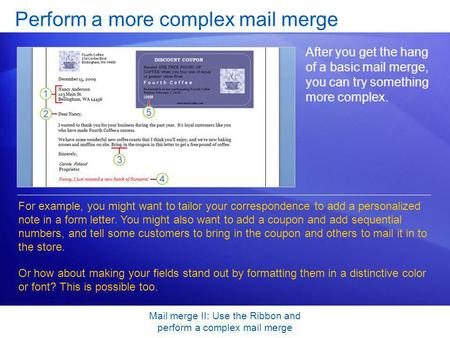 Perform a more complex mail merge