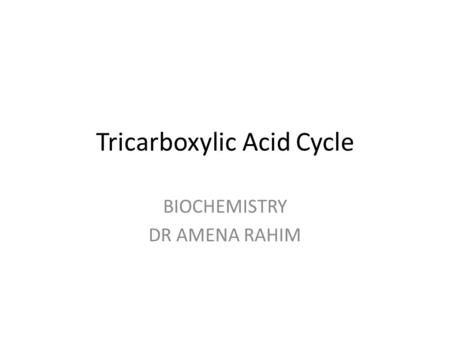 Tricarboxylic Acid Cycle