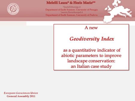Department of Earth Sciences, University of Perugia Department of Earth Sciences, University of Padova European.