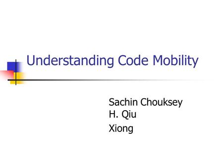 Understanding Code Mobility