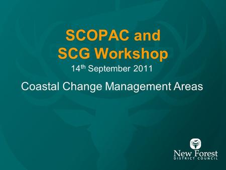 SCOPAC and SCG Workshop 14 th September 2011 Coastal Change Management Areas.