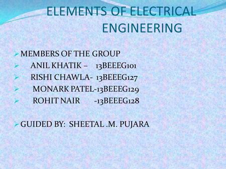 ELEMENTS OF ELECTRICAL ENGINEERING