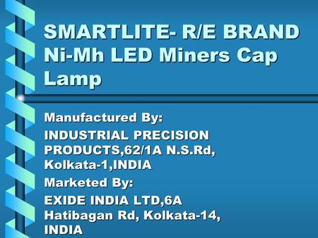 SMARTLITE- R/E BRAND Ni-Mh LED Miners Cap Lamp