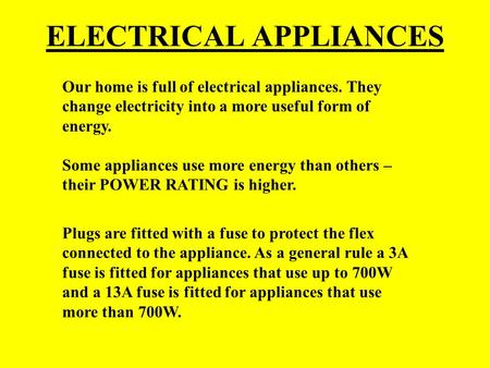 ELECTRICAL APPLIANCES