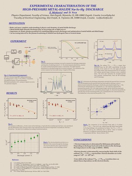 EXPERIMENTAL CHARACTERISATION OF THE HIGH-PRESSURE METAL-HALIDE Na-Sc-Hg DISCHARGE Z. Miokovic 1 and D. Veza Physics Department, Faculty of Science, Uni-Zagreb,