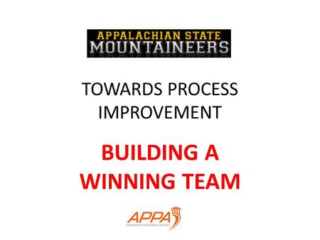 TOWARDS PROCESS IMPROVEMENT BUILDING A WINNING TEAM.