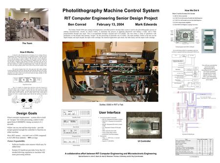 Photolithography Machine Control System RIT Computer Engineering Senior Design Project Ben ConradFebruary 13, 2004Mark Edwards User Interface Seven Executable.