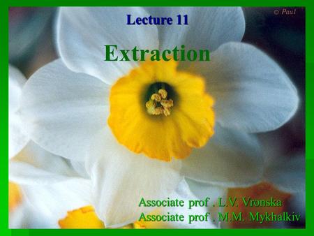 Extraction Lecture 11 Associate prof . L.V. Vronska