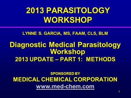 2013 PARASITOLOGY WORKSHOP