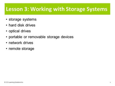 Lesson 3: Working with Storage Systems