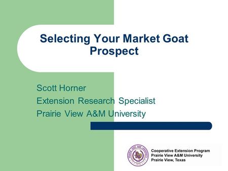 Selecting Your Market Goat Prospect