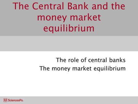 The Central Bank and the money market equilibrium