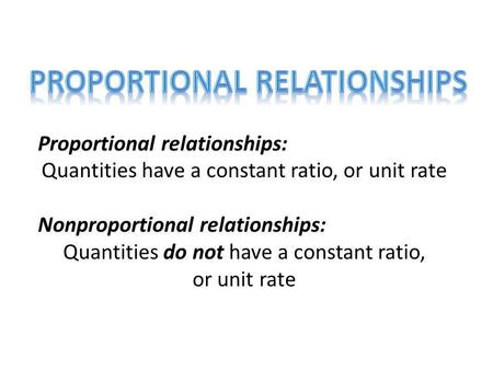 Proportional Relationships