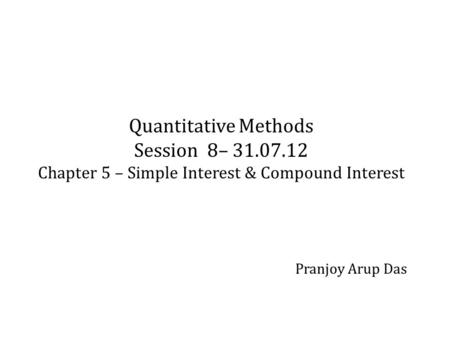 Quantitative Methods Session 8–