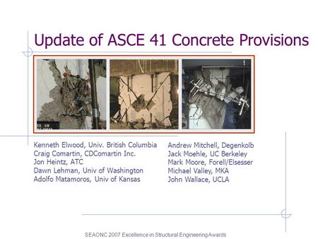 Update of ASCE 41 Concrete Provisions