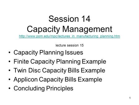 1 Session 14 Capacity Management  lecture session 15