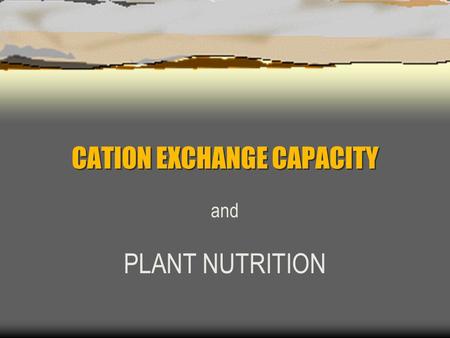 CATION EXCHANGE CAPACITY