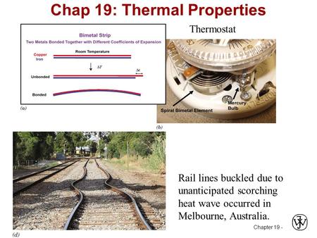 Chapter 19 - Chap 19: Thermal Properties Thermostat Rail lines buckled due to unanticipated scorching heat wave occurred in Melbourne, Australia.