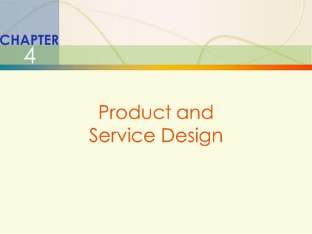 Product and Service Design