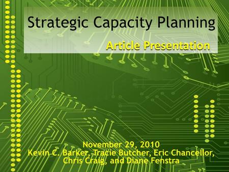 Strategic Capacity Planning