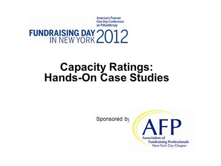 Capacity Ratings: Hands-On Case Studies Sponsored by.