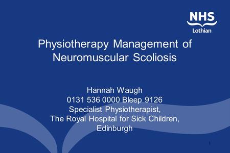 Physiotherapy Management of Neuromuscular Scoliosis