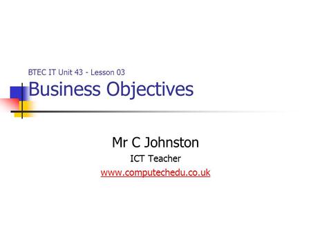 Mr C Johnston ICT Teacher