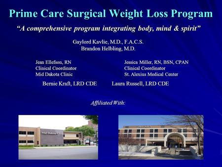 Prime Care Surgical Weight Loss Program