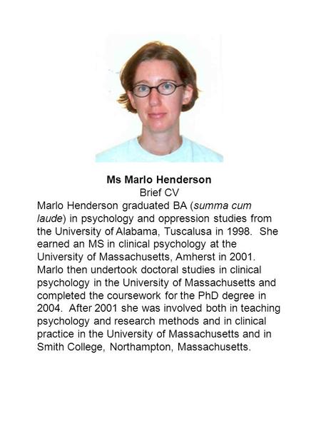 Ms Marlo Henderson Brief CV