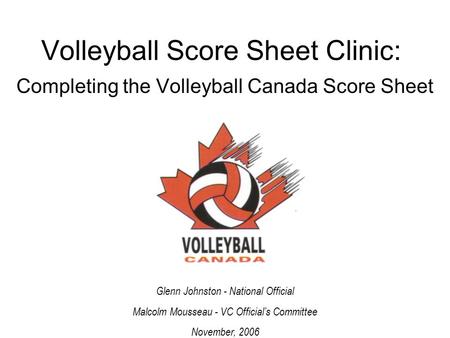 Volleyball Score Sheet Clinic: