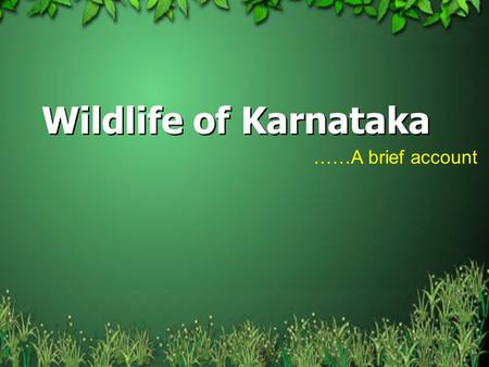 Wildlife of Karnataka ……A brief account.