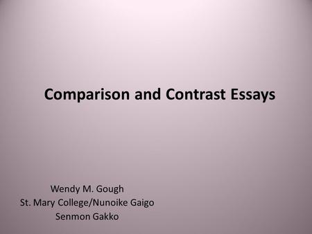 Comparison and Contrast Essays