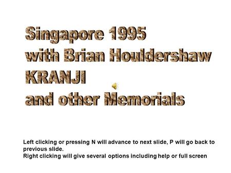 Left clicking or pressing N will advance to next slide, P will go back to previous slide. Right clicking will give several options including help or full.
