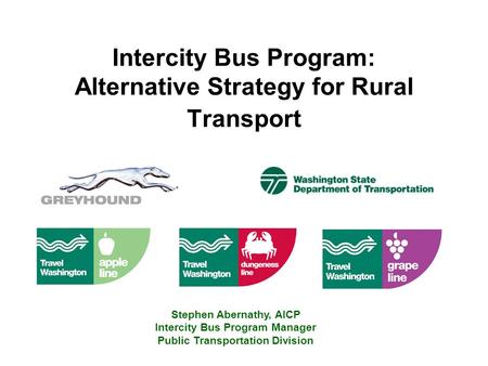 Intercity Bus Program: Alternative Strategy for Rural Transport