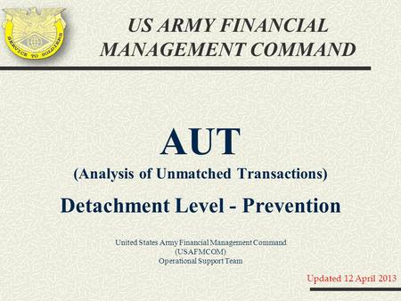 US ARMY FINANCIAL MANAGEMENT COMMAND