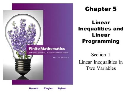 Chapter 5 Linear Inequalities and Linear Programming