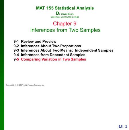 MAT 155 Statistical Analysis Cape Fear Community College