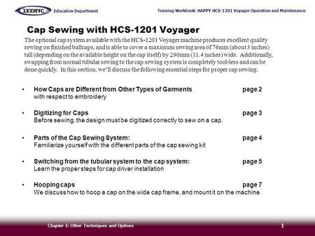 Cap Sewing with HCS-1201 Voyager