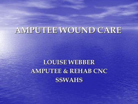 LOUISE WEBBER AMPUTEE & REHAB CNC SSWAHS