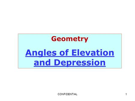 Angles of Elevation and Depression