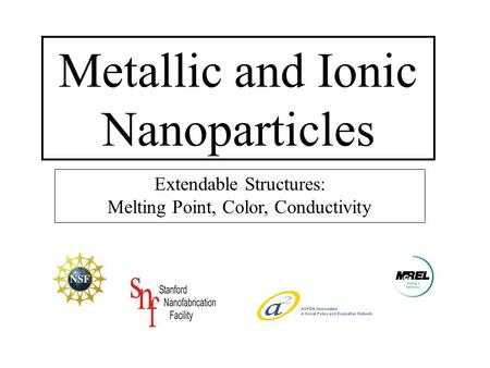 Metallic and Ionic Nanoparticles