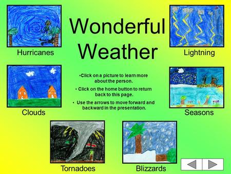 Wonderful Weather Click on a picture to learn more about the person. Click on the home button to return back to this page. Use the arrows to move forward.