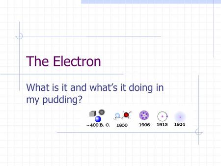 The Electron What is it and whats it doing in my pudding?