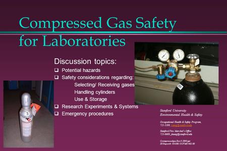 Compressed Gas Safety for Laboratories